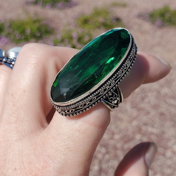 New Oversized Chrome Diopside 925 Silver Statement Ring. - Picture 8 of 12